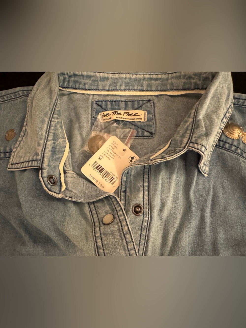 NWT- Free People - Austin Denim Top - Medium - Picture 6 of 11